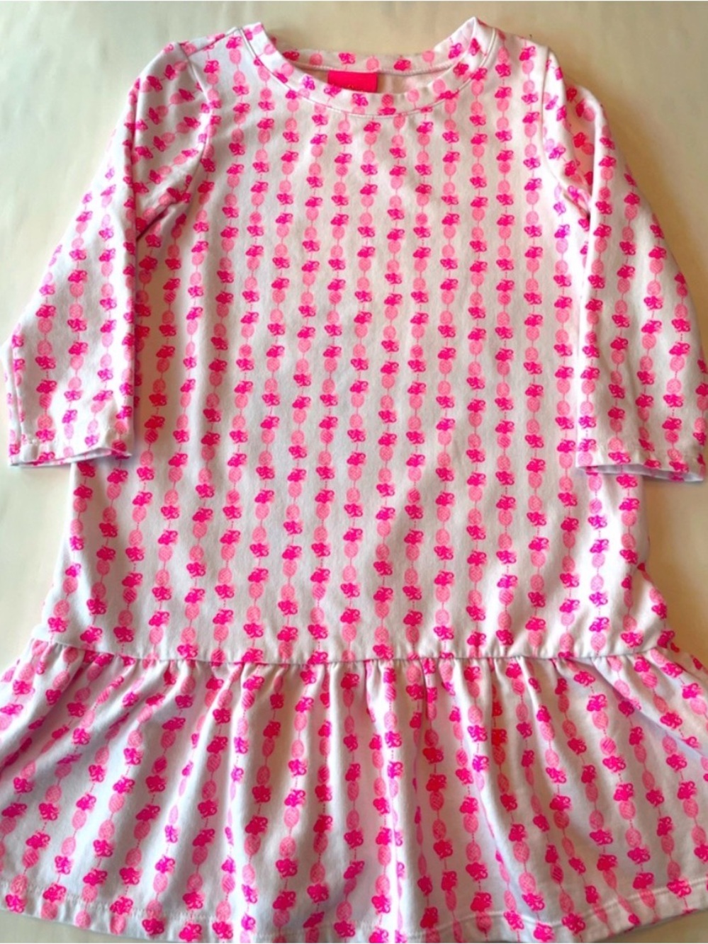 Lilly Pulitzer Girls Pink Floral Cotton Drop-Waist dress size 10/12